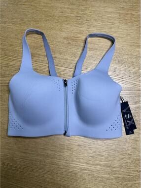 VSX Periwinkle Wireless Sports Bra Front Zip Adjustable Straps Full Coverage
